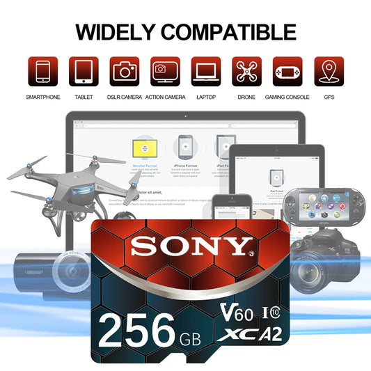 Sony Extreme V60 U3 A2 C10 microSDXC Memory Card – Ultra High-Speed 4K | 128GB / 256GB / 512GB