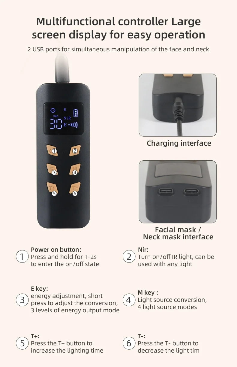 LED Photon Beauty Infrared Face and Neck Mask