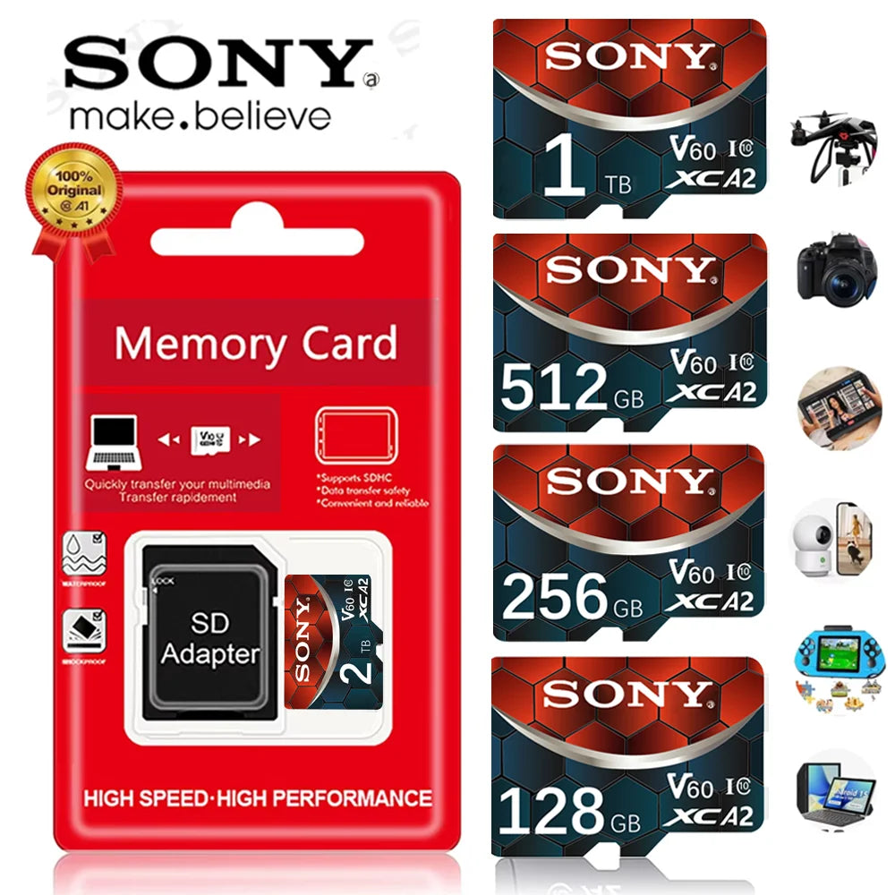 Sony Extreme V60 U3 A2 C10 microSDXC Memory Card – Ultra High-Speed 4K | 128GB / 256GB / 512GB / 1TB / 2TB