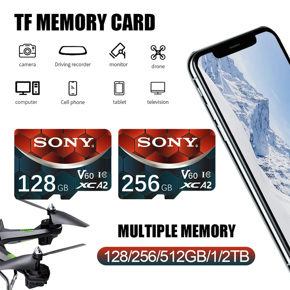 Sony Extreme V60 U3 A2 C10 microSDXC Memory Card – Ultra High-Speed 4K | 128GB / 256GB / 512GB / 1TB / 2TB