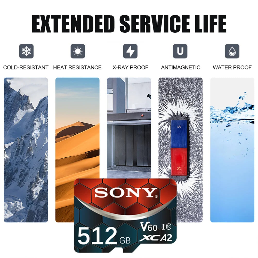 Sony Extreme V60 U3 A2 C10 microSDXC Memory Card – Ultra High-Speed 4K | 128GB / 256GB / 512GB / 1TB / 2TB